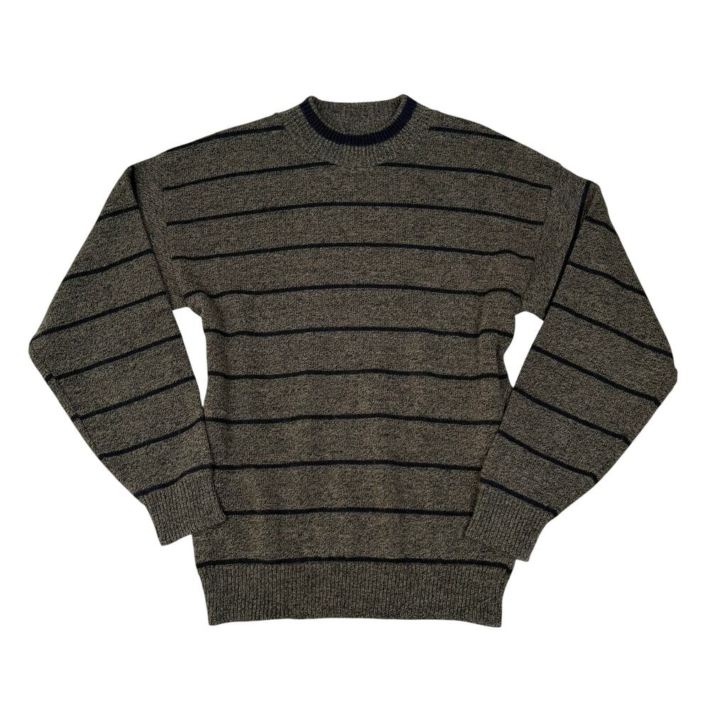 Le Tigre Brown Black Striped Crewneck Sweater USA Made Mens M